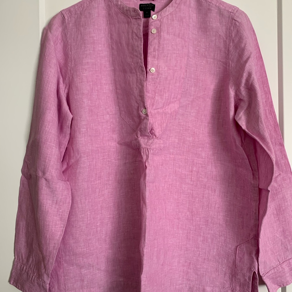 J crew pink linen top